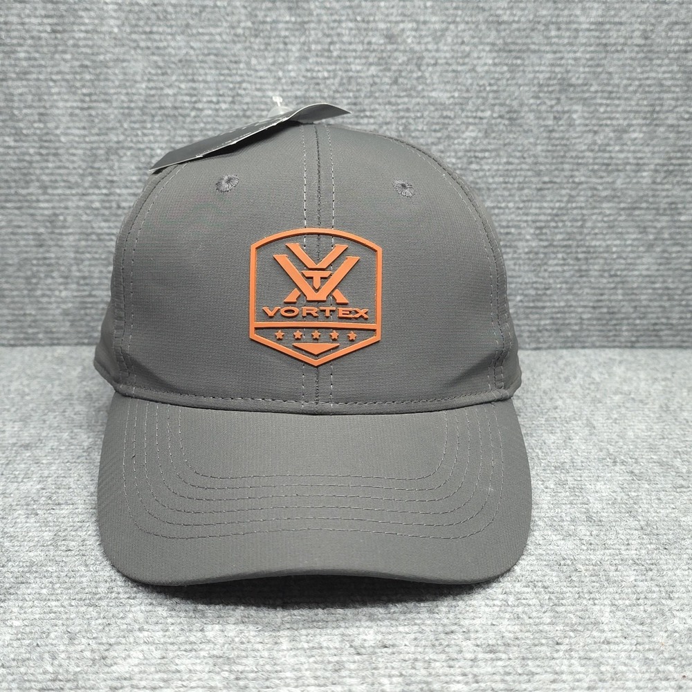Vortex Hat Cap Strap Back Mens One Size Gray Orange Logo Optics Outdoor Hunting